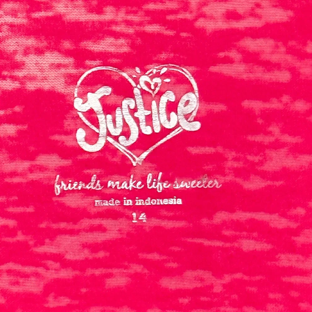 Justice Pink Glitter Cat Tank Top Girls Size 14 Tie Front